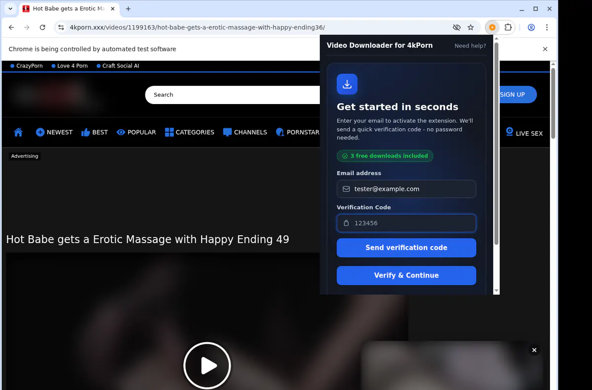 4kporn Video Downloader browser extension screenshot 4